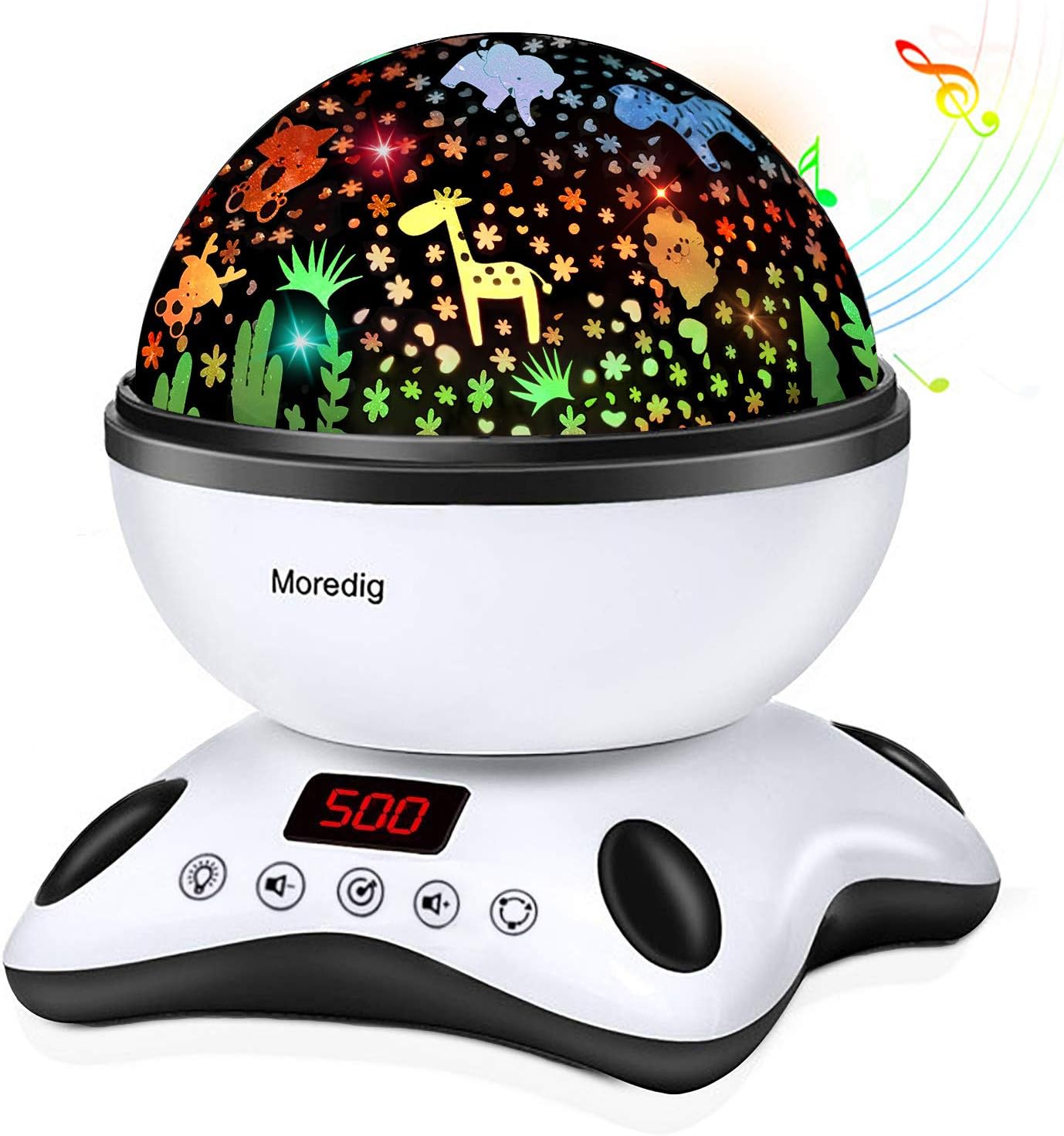 Moredig Baby Projector Night Light, Night Light Kids Projector with 12 Music and Timer, Remote Kids Night Light for Bedroom with 8 Lighting Modes, Baby Boy Gifts - Black White