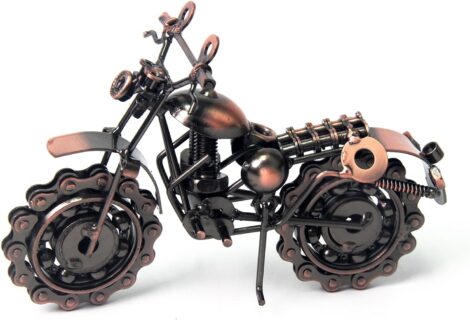 Signstek Iron Motorbike Model: Vintage Handcrafted Collectible Art Sculpture for Motorcycle Lovers. Perfect Gift for Men.