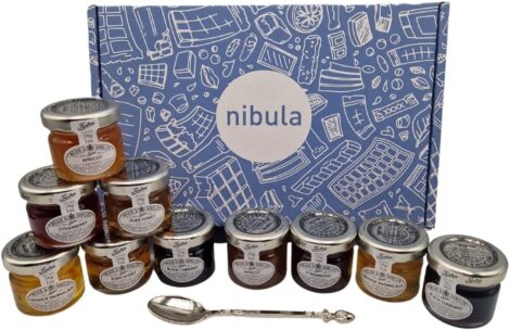 Nibula Treats 10-Jar Luxury Jam Hamper, with Jam Spoon – Perfect for Him and Her!