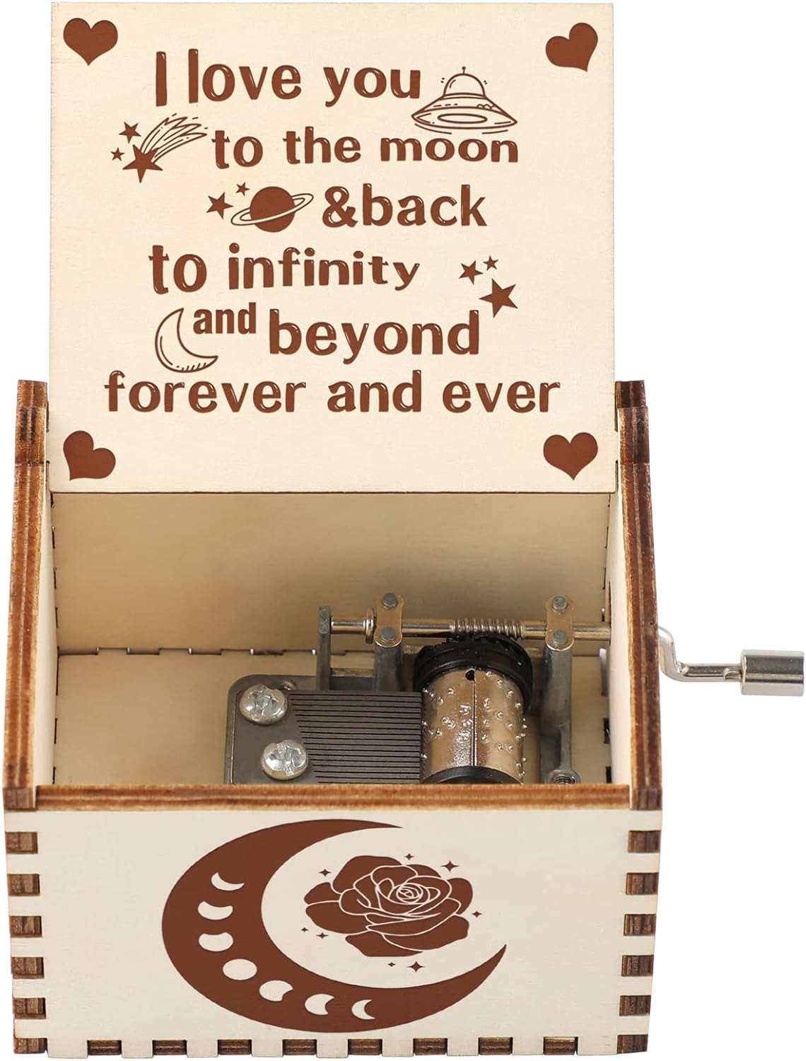 Blumuze Anniversary Wedding Gifts for Her Him, Wood Hand Crank Music Box, Birthday Gifts for Girlfriend Wife Boyfriend, You Are My Sunshine Music Box Gifts for Love Ones on Christmas Valentines