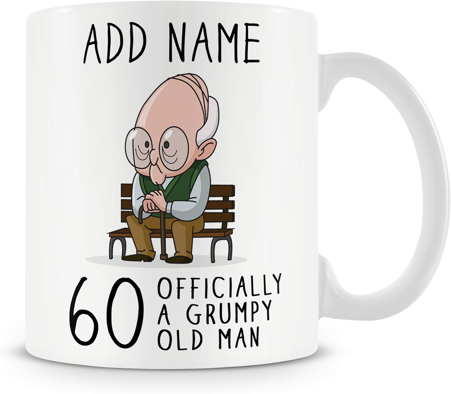 60th Birthday Gift for Grumpy Old Man - Personalised 60 Mug/Cup - Add Name