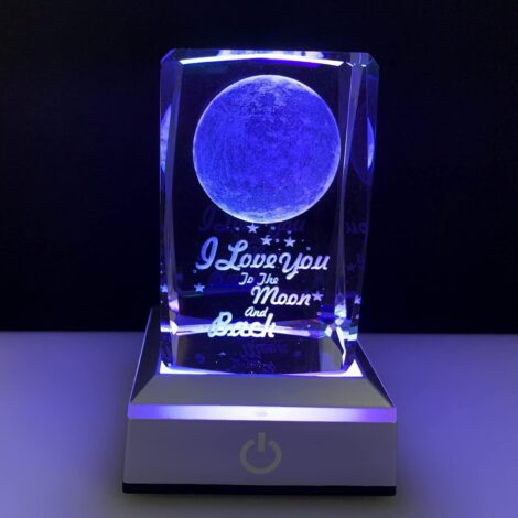 Moon Crystal 3D Night Light – Ideal Gift for Her, Anniversary, Valentines, Birthday.