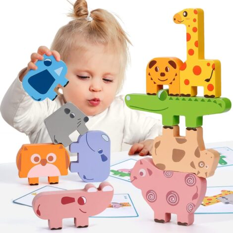 KmmiFF Toddler Building Blocks: Animal Stacking Montessori Toys for 1-5 Year Olds.