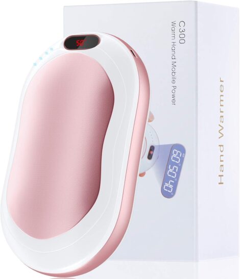 Portable rechargeable hand warmer with 10000mAh power bank – perfect winter gifts for all.