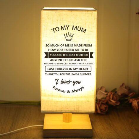 Mum Birthday Gifts: Personalised Bedside Lamp with Warm Saying, 12 * 31CM