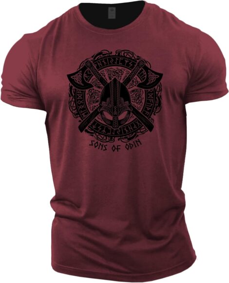 Odin’s Sons Helmet – Viking Gym Shirt for Men – Powerful Active Wear