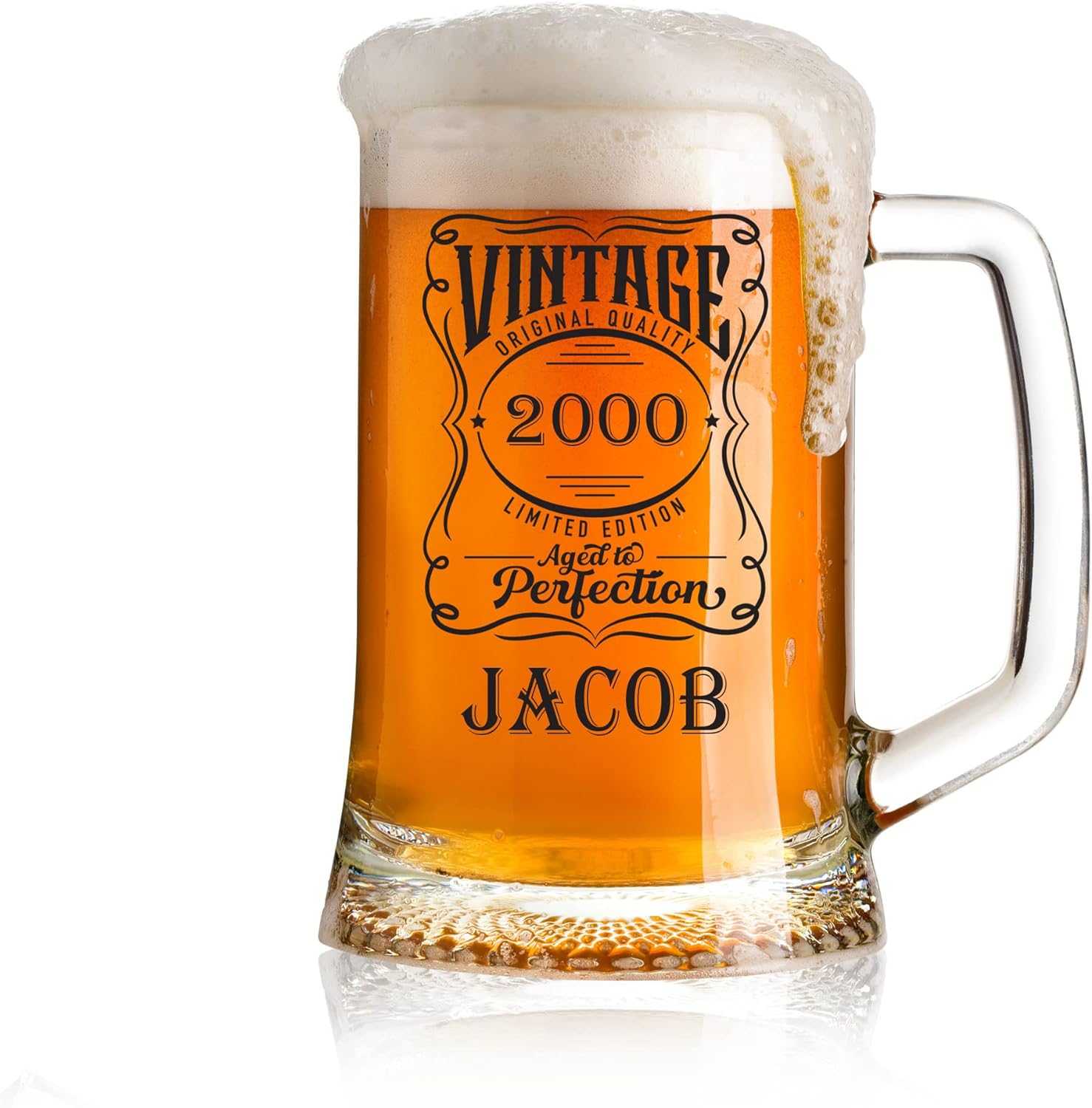 ukgiftstoreonline Personalised Vintage Birthday Beer Glass Tankard Any Year and Name Gift