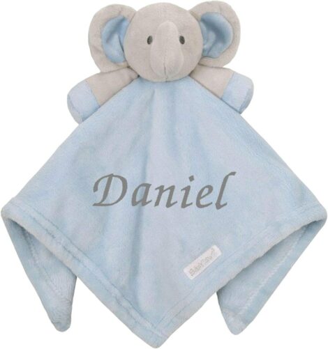 Blue Elephant Personalised Baby Boy Comforter – Perfect Newborn Christening or Shower Gift.