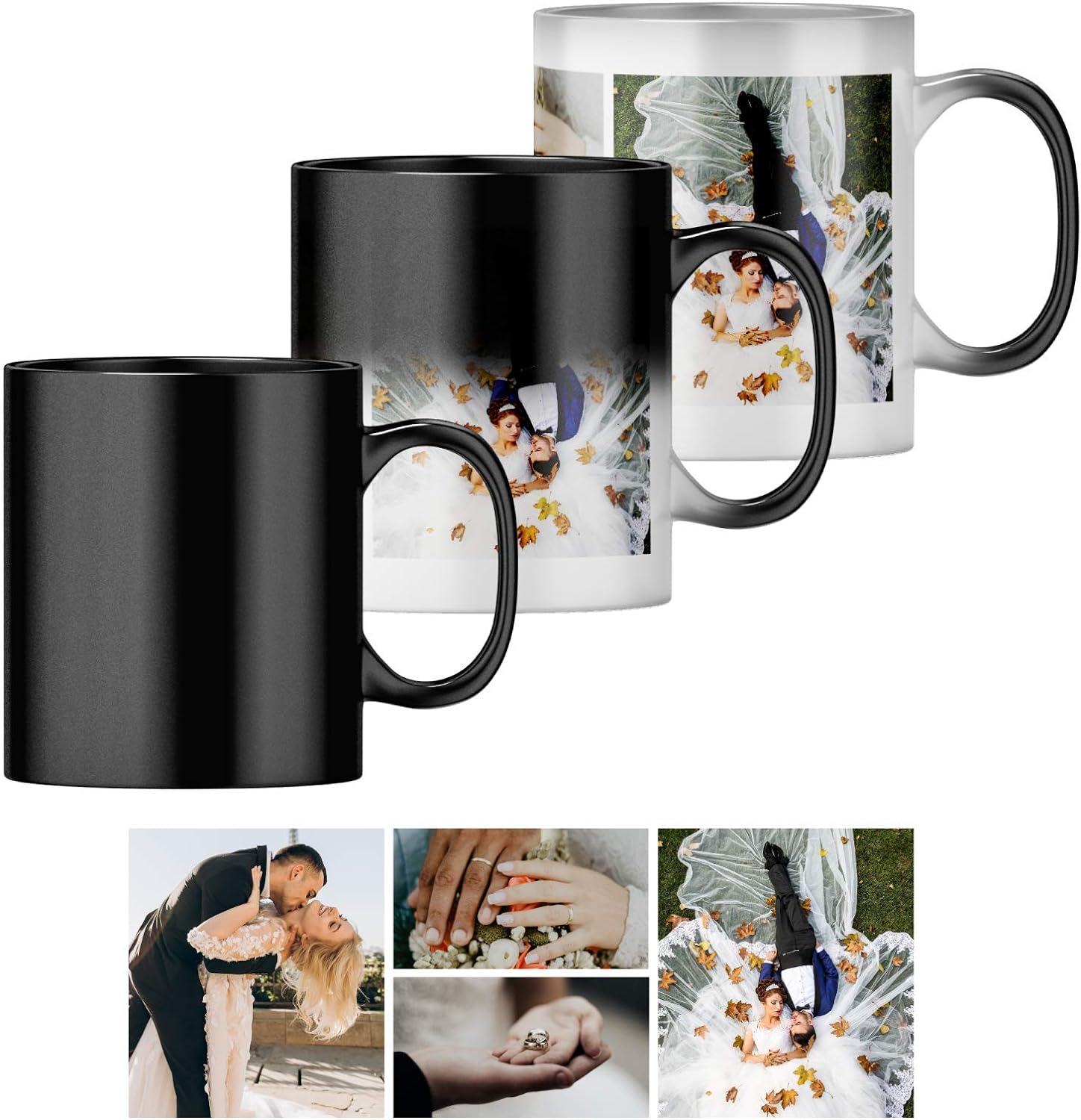 Personalised Heat Change Mug with Four Photo Collage (11oz) Personalise 4 Photos. Magic Heat Collage Photo Mug Gift