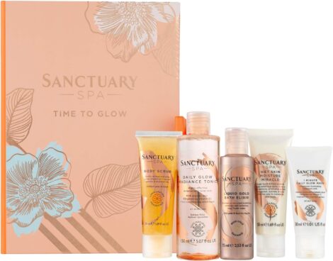 Sanctuary Spa Time to Glow Gift Set: Masks, Body, Face. Vegan beauty gift for women.