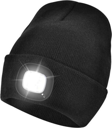 USB Rechargeable LED Beanie Cap – Super Bright Hands-Free Headlight Hat. Perfect for Running and Hiking. Ideal Gift for All.