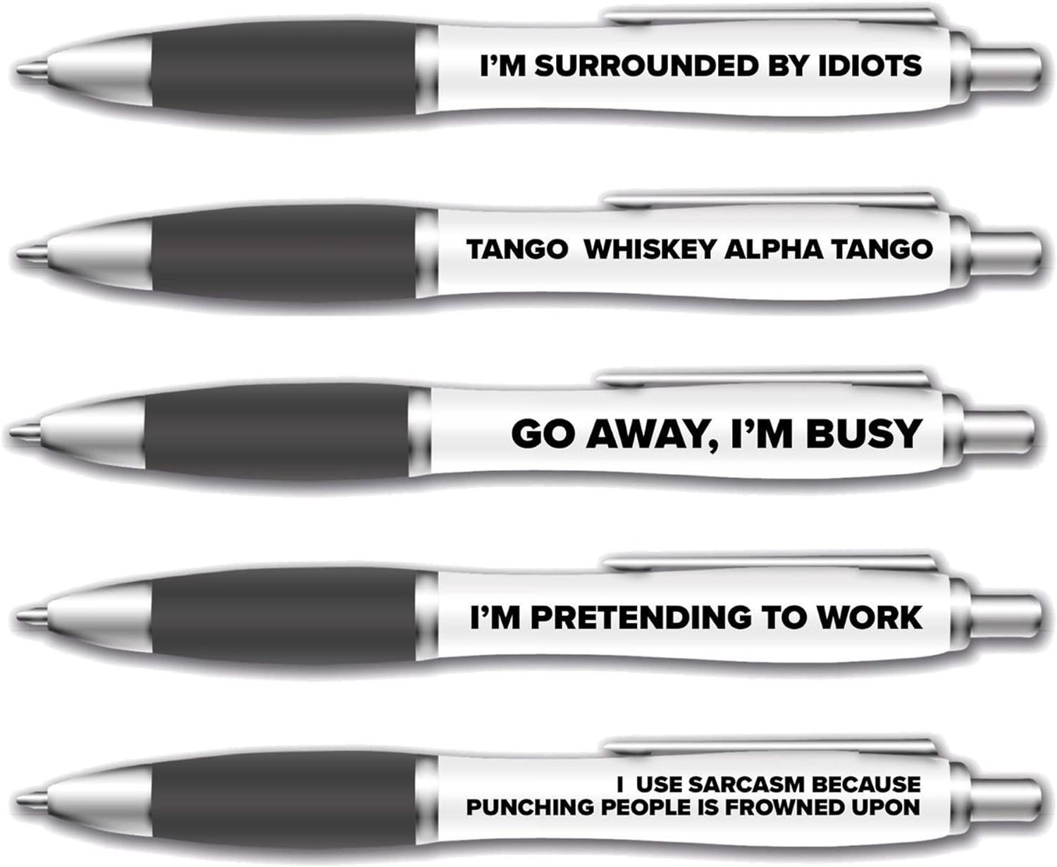 5 Pack of Ballpoint Pens - Funny Pen Set For Colleagues - Funky Stationery Quirky Gift - Office Desk Accessories - Rude Pen Set - Funny Friend Gift