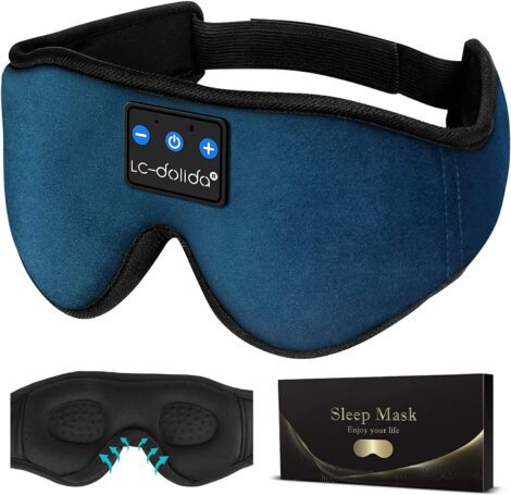 LC-dolida Side Sleeper Bluetooth Sleep Mask blocks light, offers comfort, and comes with a travel bag.