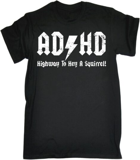 123t Men’s ADHD Squirrel T-Shirt – Funny Novelty for Highway to Hey!