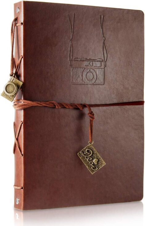 Large Leather Scrapbook Photo Album – Vintage DIY Memory Book – Perfect Gift for Photographer