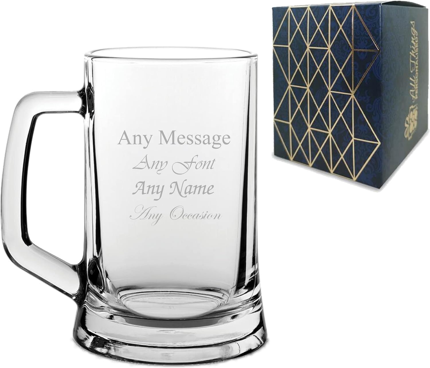 Personalised Engraved Beer Mug: Personalise with Any Message, Choose from Many Fonts - Ideal for Special Occasions, Laser Engraved, Gift Box - Perfect for Weddings, Ushers, Godfathers, Birthdays.