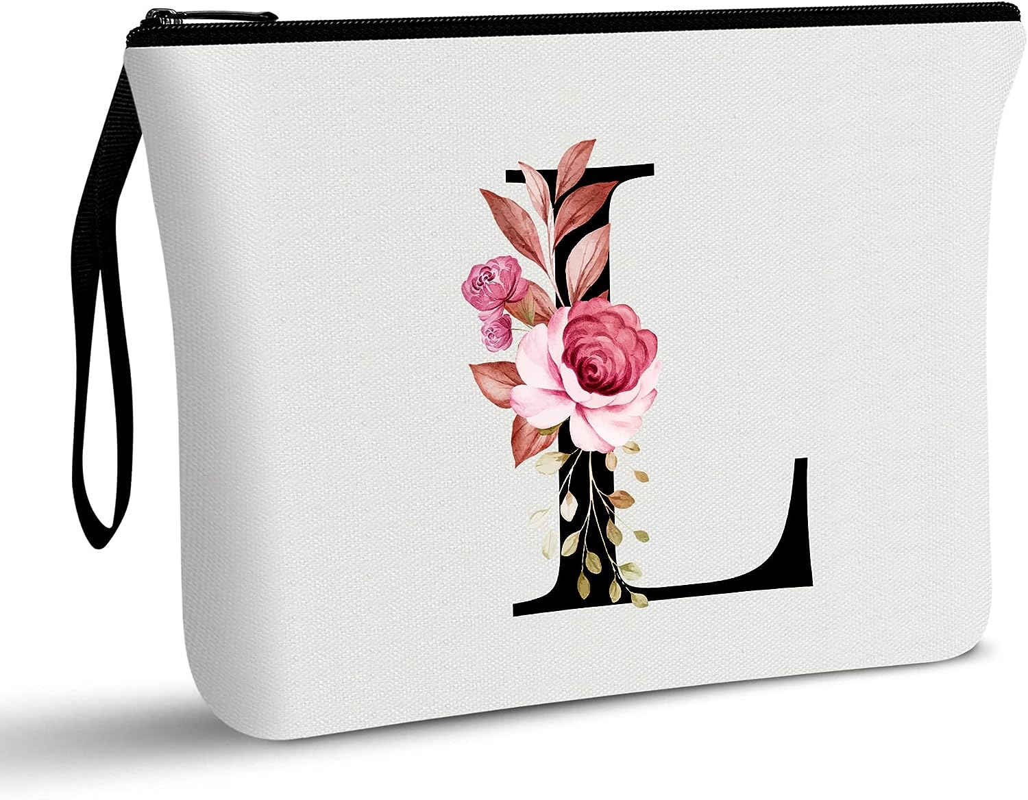 A-Z Personalized Makeup Bag,Birthday Gifts for Women Mom,Gifts for Best Friend,Bride Bridesmaid Cosmetic Bag(L)