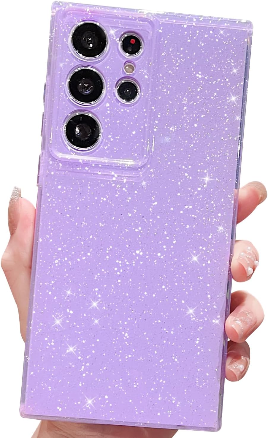 Finyosee Compatible with for Samsung Galaxy S23 Ultra Case,Cute Neon Bright Color,Glitter Bling Thin Slim Shockproof Silicone Sparkly Case, Soft TPU Phone Case for Women Girl-Purple