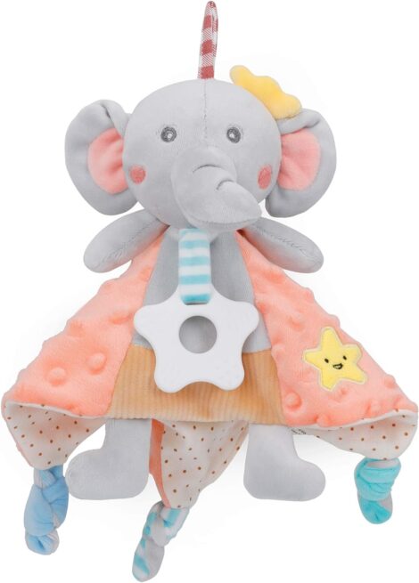 PomeloBaby Baby Comforter: Soft Stuffed Toy with Teether – Perfect Newborn Gift (Elephant)