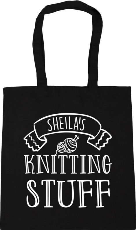 Personalized Name Knitting Tote Bag – Hippowarehouse, 42cm x 38cm, 10 L Capacity.