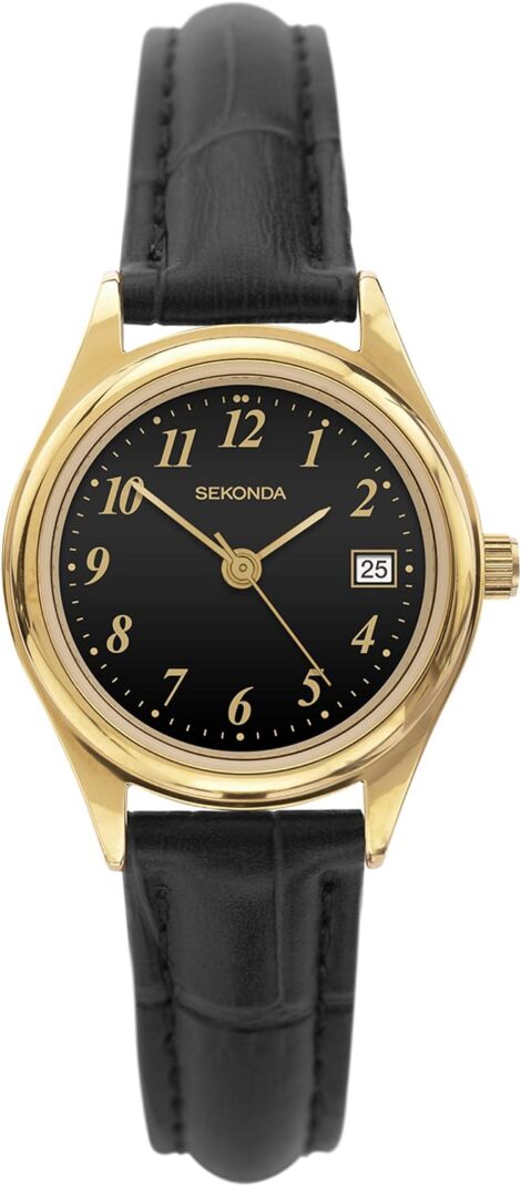 Sekonda Women’s Leather Strap Analog Quartz Watch, a timeless and elegant timepiece.