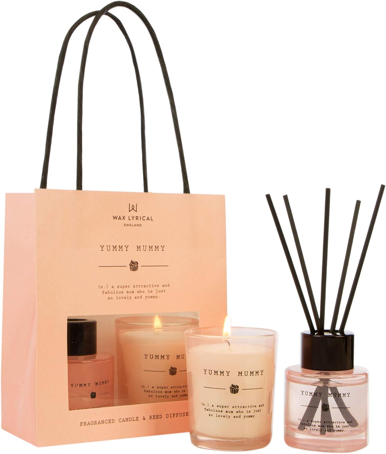 Wax Lyrical Yummy Mummy Candle and Reed Diffuser Gift Bag,White