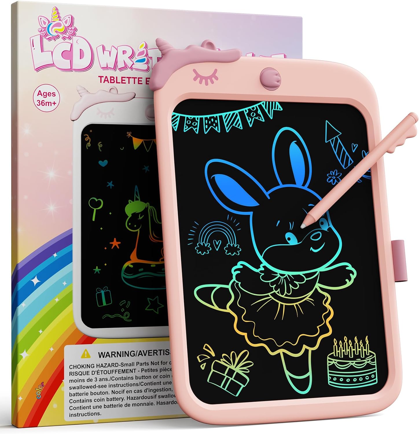 LCD Writing Tablet Girls Toy, 10Inch Unicorn Drawing Pads, Doodle Board Drawing Tablet for Kids, Erasable Writing Tablet, Educational Toddler Toys, Birthday Gifts for 3 4 5 6 Years Old Kids Toys, Pink