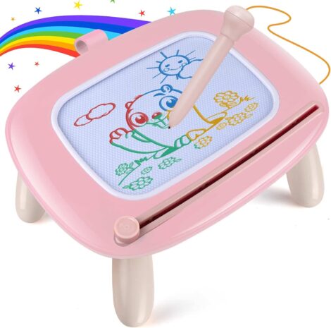 Smasiagon Magnetic Drawing Board: Travel-friendly Learning Toy for 1-3 Year Olds, Light Pink.