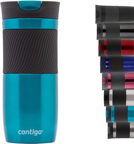 Contigo Snapseal Travel Mug – Stainless Steel Thermal Tumbler, BPA free, 470 ml, Biscay Bay.