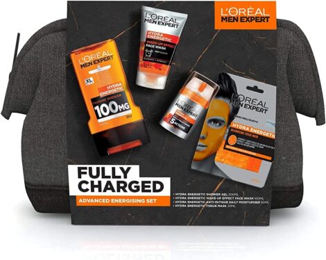 L’Oréal Men Expert – Men’s Gift Set – Hydra Energetic Fully Charged Washbag – Complete Skincare Routine