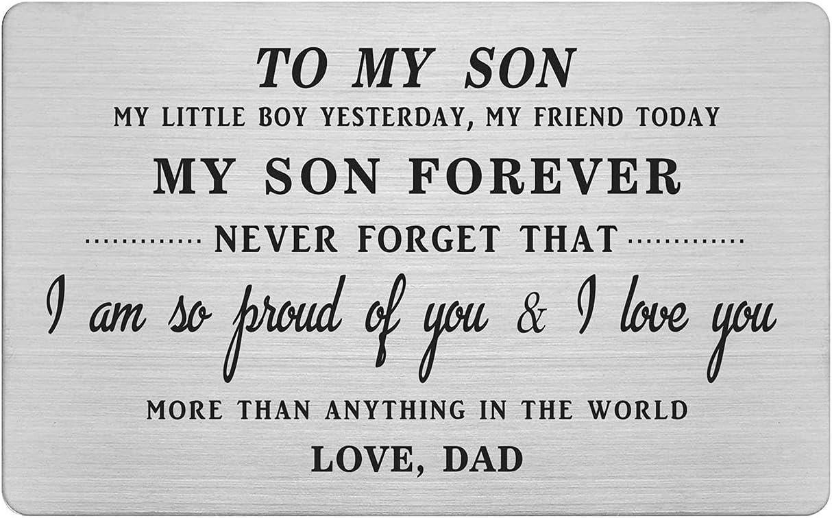 Son from Dad, to My Son Birthday Card, So Proud of You, Graduation Gifts from dad to Son, Never Forget That I Love You Father' Day Christmas Gift