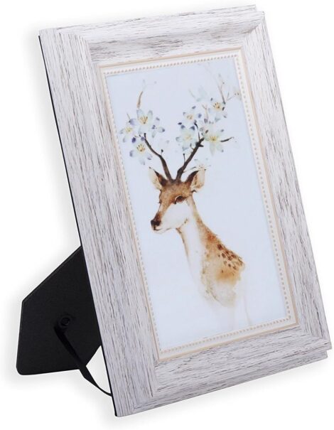 Vintage 5×7 Picture Frame – Portrait or Landscape, Standing or Wall Mount, White Color.