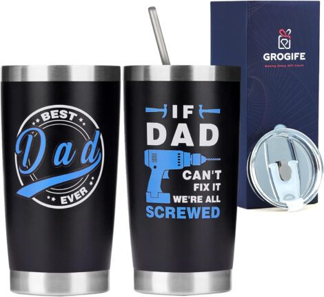 600ml Insulated Mug for Dad, Funny Coffee Cup from Daughter/Son, Best Daddy Birthday/Christmas Gift