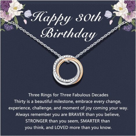 DDJ Gift Birthday Necklace for Women, Ages 30-70, Jewelry Presents for Friends, Mum, Daughter