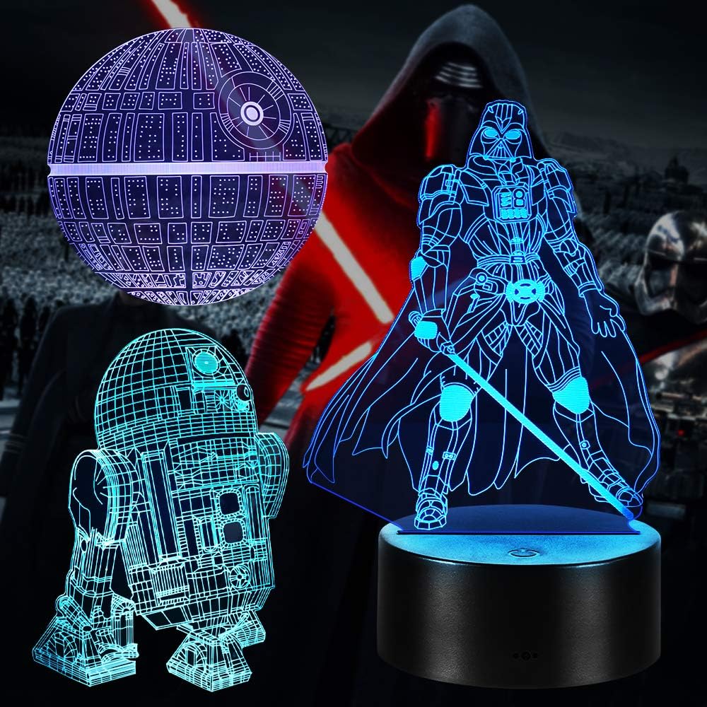 Zanetta Star Wars 3D Illusion lamp Gift, 3 Patterns 16 Colors Change 3D Night Light with Remote Control, Holiday Christmas Gift for Kids/Boys/Men/Star Wars Fans