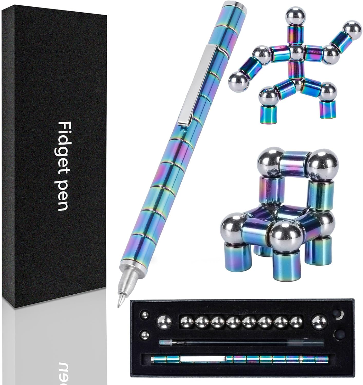 Magnetic Fidget Gel Pens - Fidget Magnet Pen Perfect for Birthday, Thanksgiving, Christmas Gift for Boyfriend, Girlfriend, Father, Mother, Teenage Boys, Girls, Kids