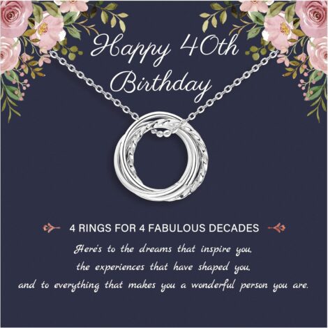 Women’s Birthday Gift Necklaces: Gold/Silver, 30th-80th Birthdays, Mother’s Day. Decade Circles Pendant for Daughter, Mom, Friend.