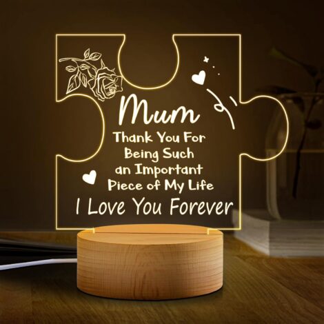 Engraved Acrylic Night Light Lamp – Thoughtful Gifts for Mum on Birthday and Mother’s Day.