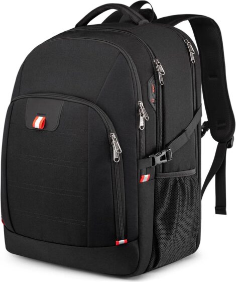 Della Gao’s Travel Laptop Backpack with USB Charging, Water Resistant, Fits 18.4″ Notebook, Black