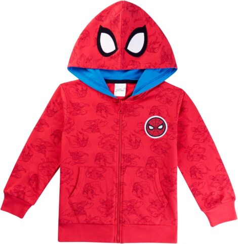 Spiderman Boys Hoodie, Zip Up Jumper for Boys, Ages 2-10.