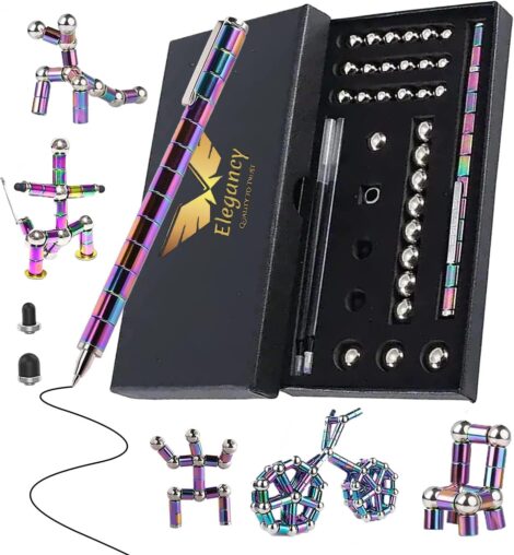 Elegant Fidget Pen with Magnetic Balls | Cool Magnetic Pen Gadget | Unisex Fidget Toys | Birthday Gifts Multicolor Magnetic Building Blocks.