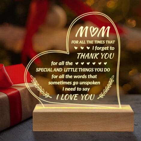 Mum Birthday Gifts – Acrylic Night Light for Mum: Perfect for Birthdays, Mother’s Day, and Christmas.