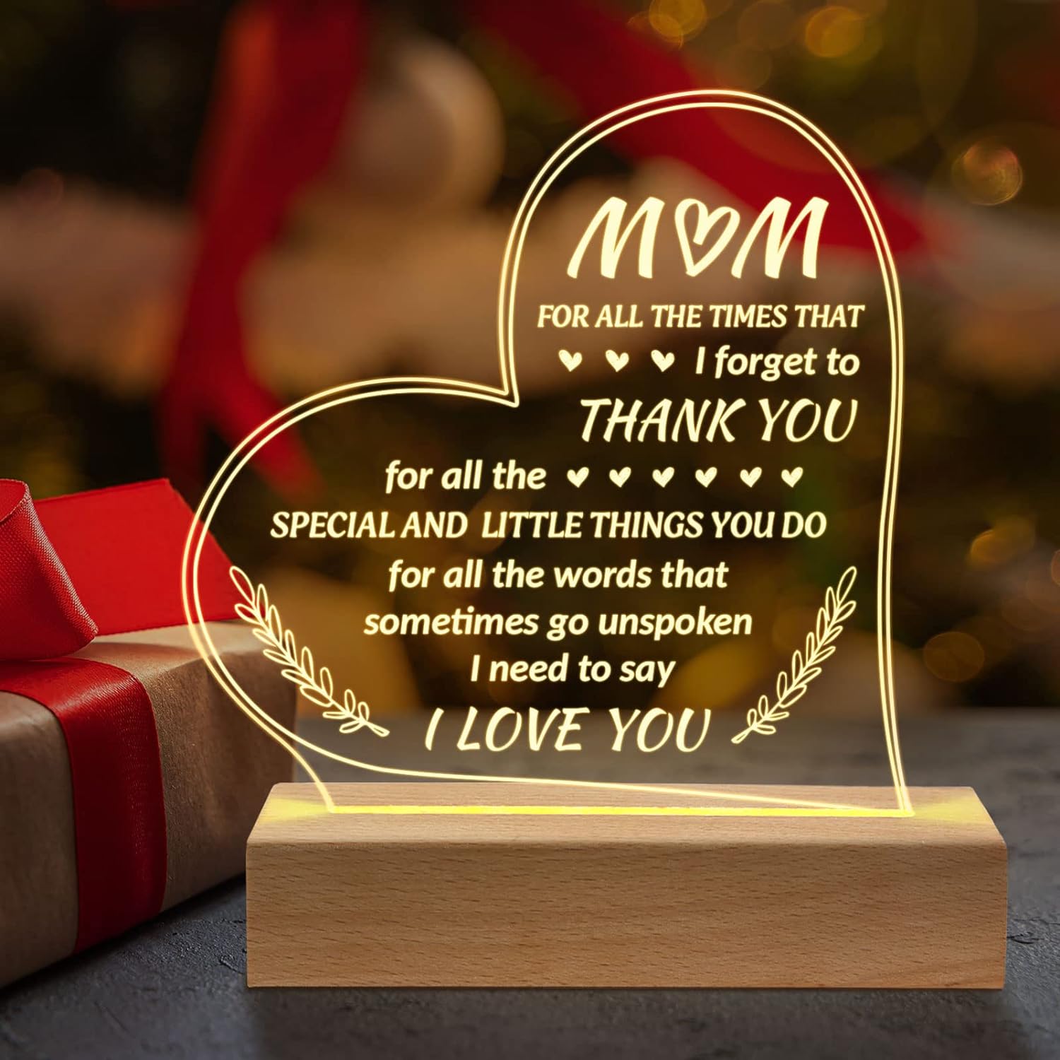 Mum Birthday Gifts, Acrylic Night Light Gifts for Mum, Birthday Gifts for Mum from Daughter Son, Presents for Mum, Mother's Day Thanksgiving Christmas Gifts for Mum Mummy