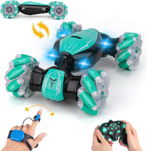 Remote Control Crawler: 360° Stunt RC Car for Kids, OffRoad 4WD Vehicle, Hand Control, Ages 6-12 Birthday Gift.