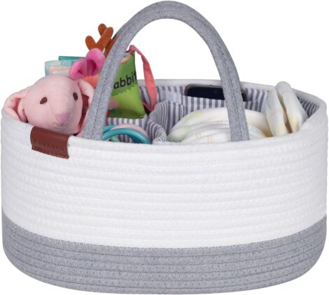 Febzoce Baby Nappy Caddy Organizer: Diaper Bag Gift Basket, Grey (38 x 26 x 18 cm)