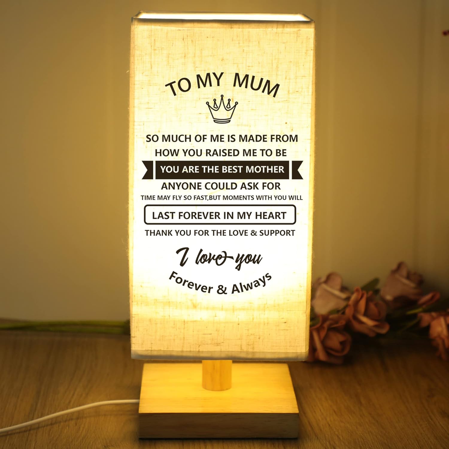 blumuze Mum Gifts, Personalised Table Lamp Gifts for Mum, Mum Mothers Day Birthday Gifts from Daughter Son, Gifts for Mum on Her Birthday Anniversary Christmas, Bedsides Light Presents for Mum/Mummy