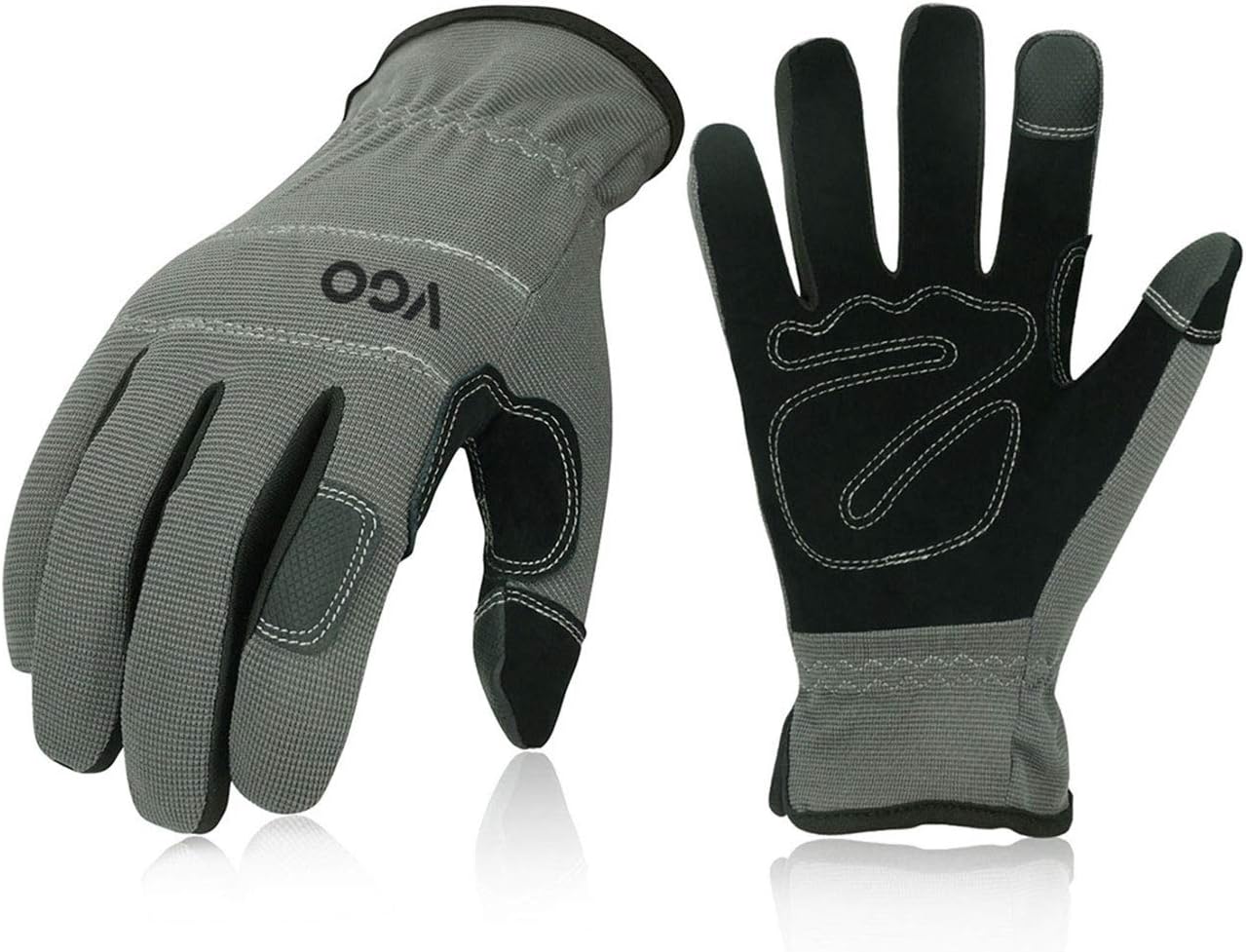 Vgo... Safety Work Gloves Touchscreen,Builder Delivery Gloves,Gardening Gloves,Light Duty Mechanic Gloves(NB7581,Gray,L,1Pair)