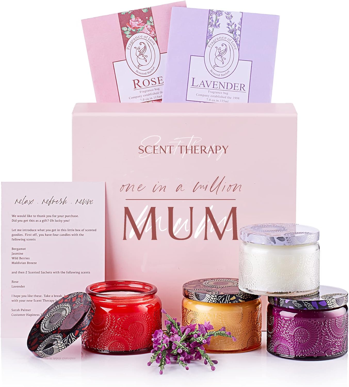 ADELEGOURDAIN Candle Gift Set - Birthday - Anniversary - Retirement Gift - Mum Set - Ideal for Women - Mothers Day - Best Friend Presents