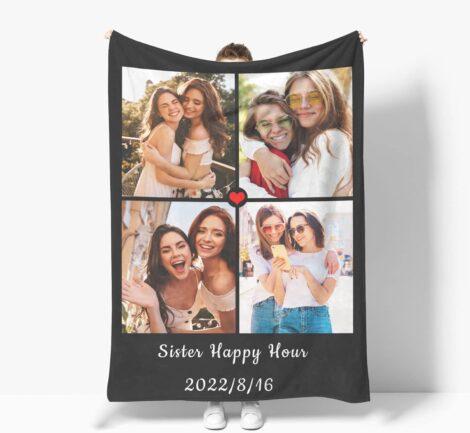 Custom Photo Collage Blanket, Personalized Gift for Women and Men, 75x100cm