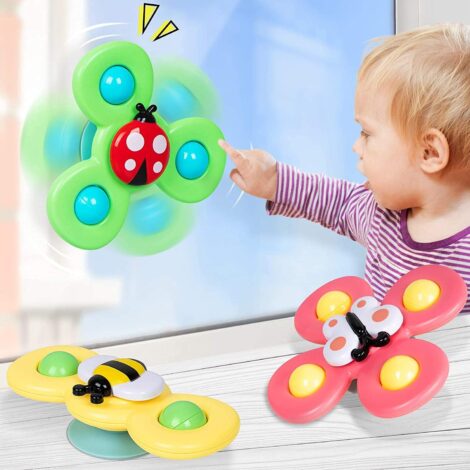 LULULIA Baby Toys: Suction Cup Fidget Spinner, Sensory & Bath Toys for 0-5 Year Olds